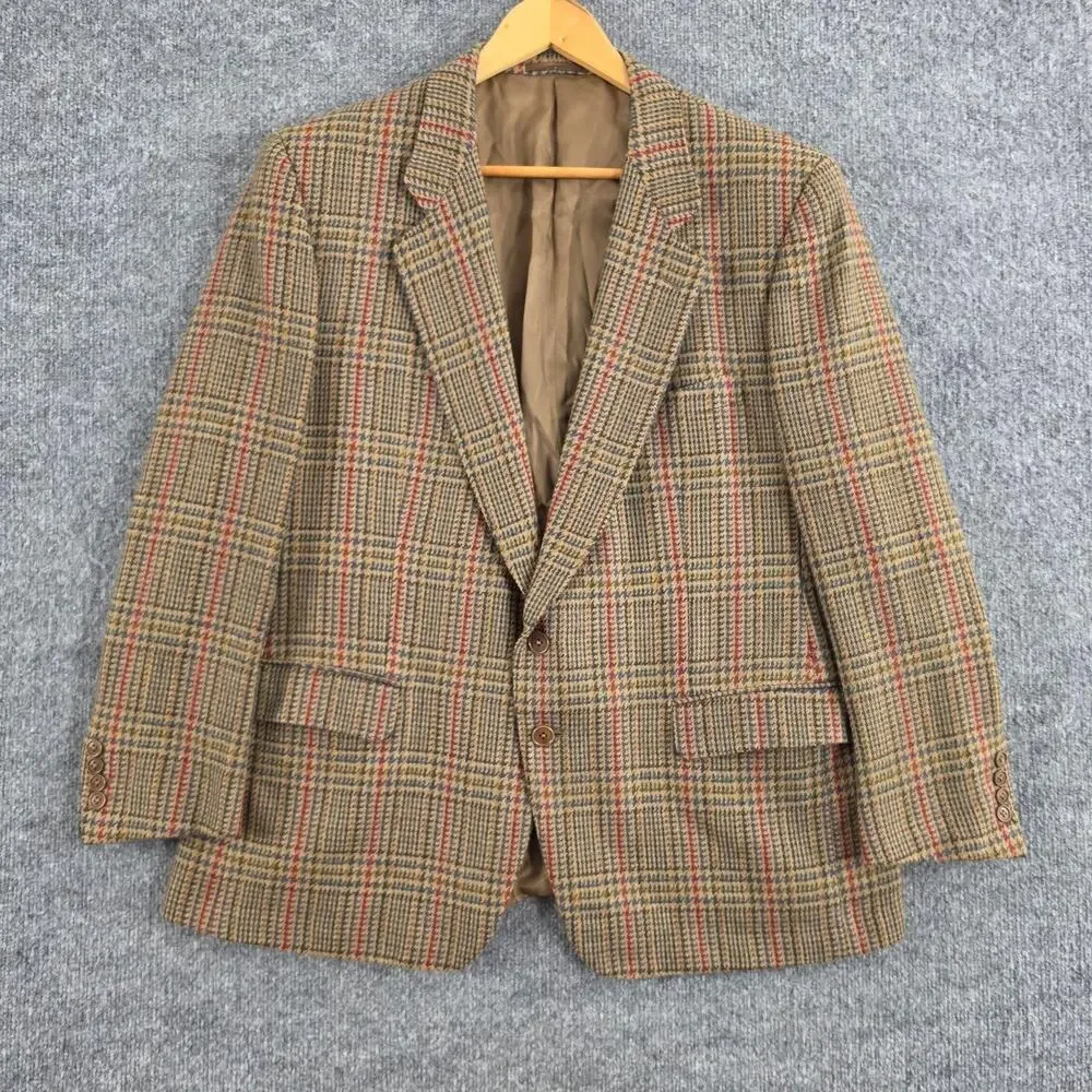 Ermenegildo Zegna Blazer Men 44 Brown Wool Plaid Tweed SportCoat Office Business